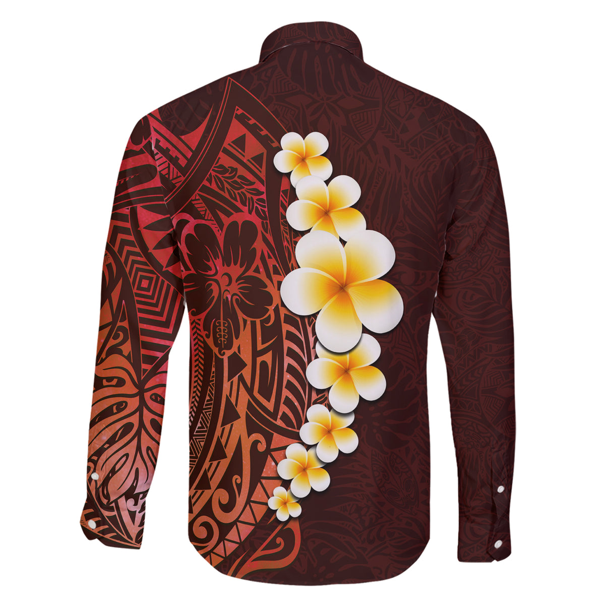 Red Tropical Plumeria With Galaxy Polynesian Art Family Matching Short Sleeve Bodycon Dress and Hawaiian Shirt - Wonder Print Shop