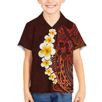 Red Tropical Plumeria With Galaxy Polynesian Art Family Matching Short Sleeve Bodycon Dress and Hawaiian Shirt - Wonder Print Shop