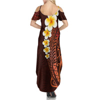 Red Tropical Plumeria With Galaxy Polynesian Art Family Matching Summer Maxi Dress and Hawaiian Shirt - Wonder Print Shop