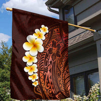 Red Tropical Plumeria With Galaxy Polynesian Art Garden Flag - Wonder Print Shop