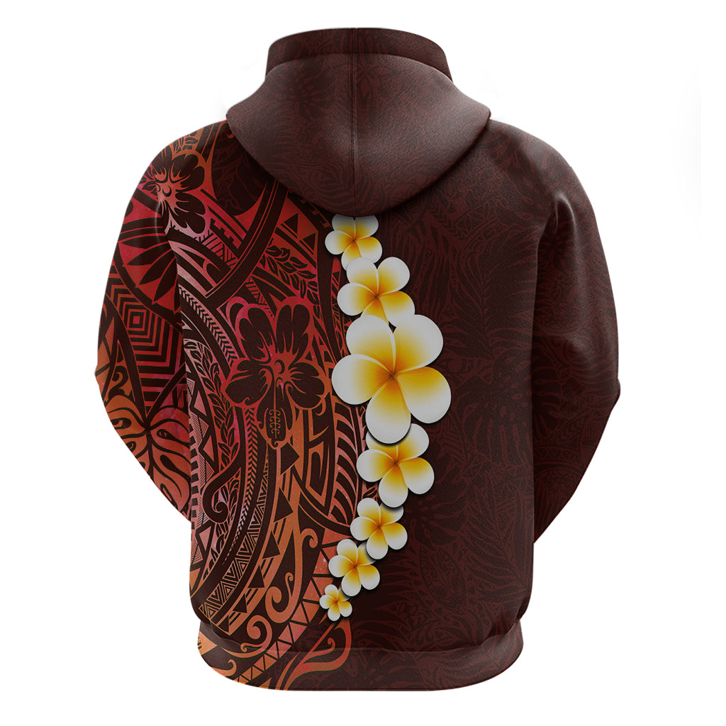 Red Tropical Plumeria With Galaxy Polynesian Art Hoodie - Wonder Print Shop