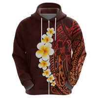 Red Tropical Plumeria With Galaxy Polynesian Art Hoodie - Wonder Print Shop