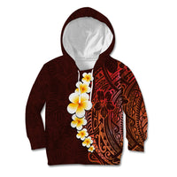 Red Tropical Plumeria With Galaxy Polynesian Art Kid Hoodie - Wonder Print Shop