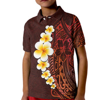 Red Tropical Plumeria With Galaxy Polynesian Art Kid Polo Shirt - Wonder Print Shop