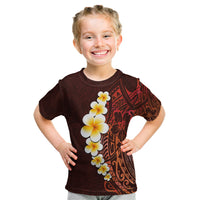 Red Tropical Plumeria With Galaxy Polynesian Art Kid T Shirt - Wonder Print Shop