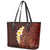 Red Tropical Plumeria With Galaxy Polynesian Art Leather Tote Bag - Wonder Print Shop