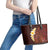 Red Tropical Plumeria With Galaxy Polynesian Art Leather Tote Bag - Wonder Print Shop