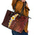 Red Tropical Plumeria With Galaxy Polynesian Art Leather Tote Bag - Wonder Print Shop