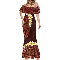 Red Tropical Plumeria With Galaxy Polynesian Art Mermaid Dress - Wonder Print Shop
