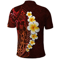 Red Tropical Plumeria With Galaxy Polynesian Art Polo Shirt - Wonder Print Shop