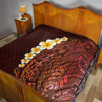 Red Tropical Plumeria With Galaxy Polynesian Art Quilt - Wonder Print Shop
