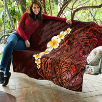 Red Tropical Plumeria With Galaxy Polynesian Art Quilt - Wonder Print Shop