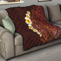 Red Tropical Plumeria With Galaxy Polynesian Art Quilt - Wonder Print Shop