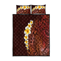 Red Tropical Plumeria With Galaxy Polynesian Art Quilt Bed Set - Wonder Print Shop