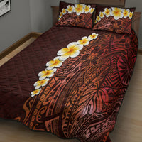 Red Tropical Plumeria With Galaxy Polynesian Art Quilt Bed Set - Wonder Print Shop