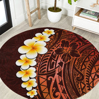 red-tropical-plumeria-with-galaxy-polynesian-art-round-carpet