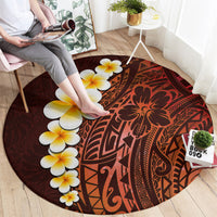red-tropical-plumeria-with-galaxy-polynesian-art-round-carpet