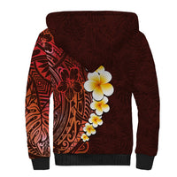 Red Tropical Plumeria With Galaxy Polynesian Art Sherpa Hoodie - Wonder Print Shop