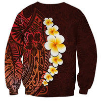 Red Tropical Plumeria With Galaxy Polynesian Art Sweatshirt - Wonder Print Shop