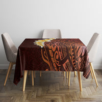 Red Tropical Plumeria With Galaxy Polynesian Art Tablecloth - Wonder Print Shop