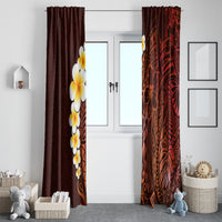 Red Tropical Plumeria With Galaxy Polynesian Art Window Curtain - Wonder Print Shop