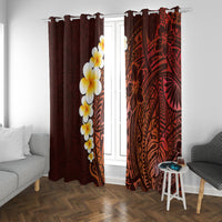 Red Tropical Plumeria With Galaxy Polynesian Art Window Curtain - Wonder Print Shop