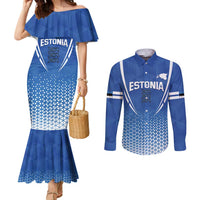 Custom Estonia Football Couples Matching Mermaid Dress and Long Sleeve Button Shirt Come One Kalevipojad