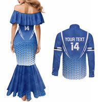 Custom Estonia Football Couples Matching Mermaid Dress and Long Sleeve Button Shirt Come One Kalevipojad