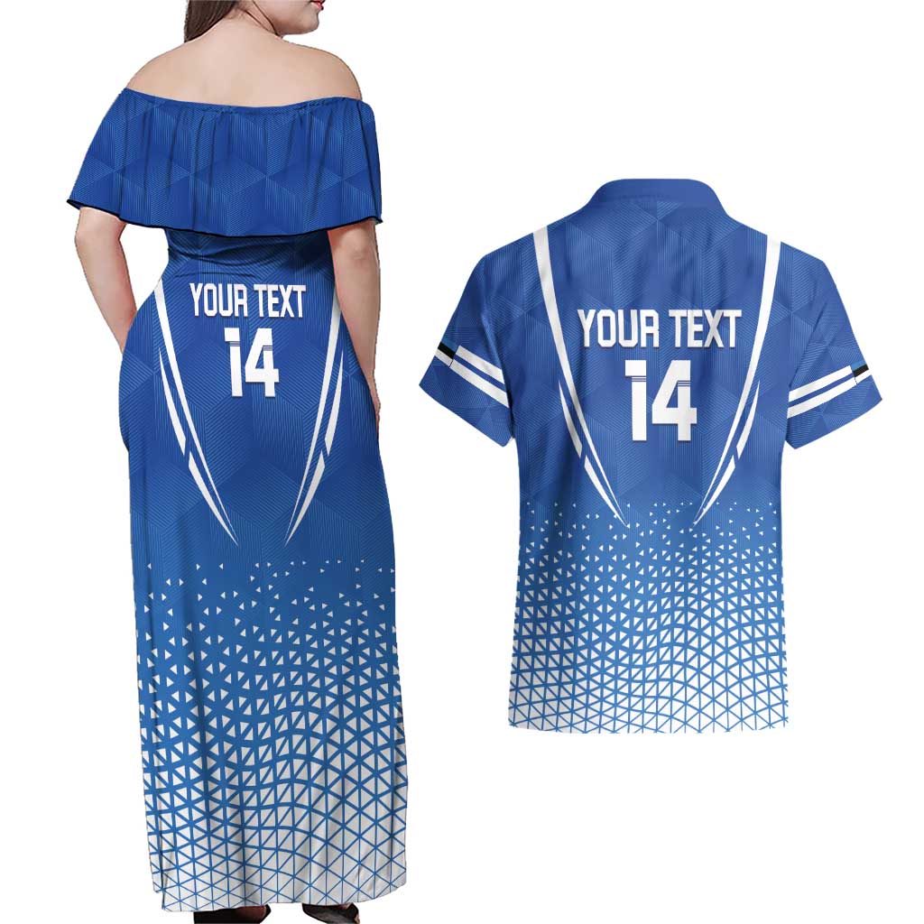 Custom Estonia Football Couples Matching Off Shoulder Maxi Dress and Hawaiian Shirt Come One Kalevipojad