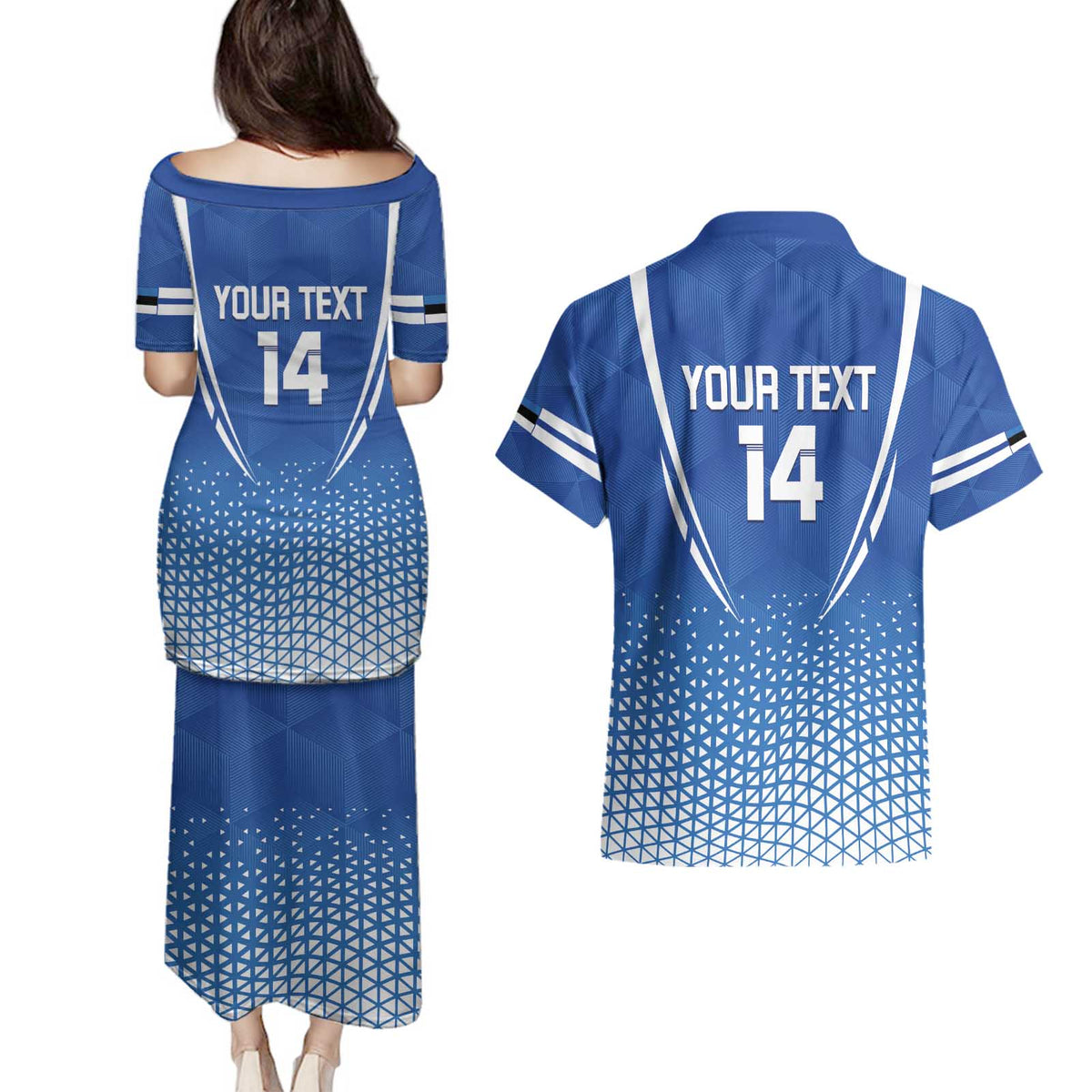 Custom Estonia Football Couples Matching Puletasi and Hawaiian Shirt Come One Kalevipojad