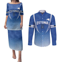 Custom Estonia Football Couples Matching Puletasi and Long Sleeve Button Shirt Come One Kalevipojad