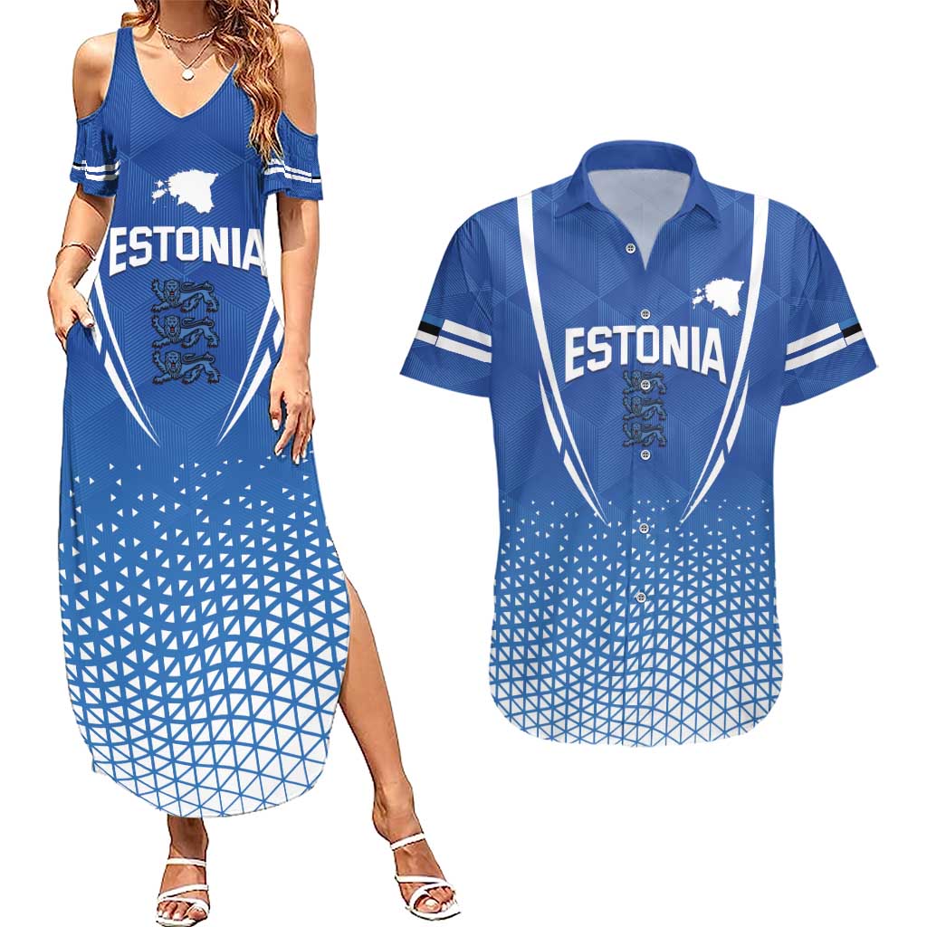 Custom Estonia Football Couples Matching Summer Maxi Dress and Hawaiian Shirt Come One Kalevipojad