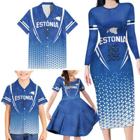 Custom Estonia Football Family Matching Long Sleeve Bodycon Dress and Hawaiian Shirt Come One Kalevipojad