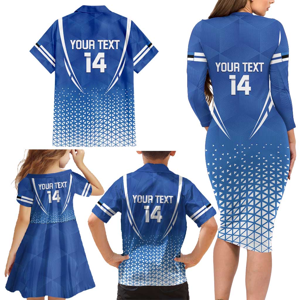 Custom Estonia Football Family Matching Long Sleeve Bodycon Dress and Hawaiian Shirt Come One Kalevipojad