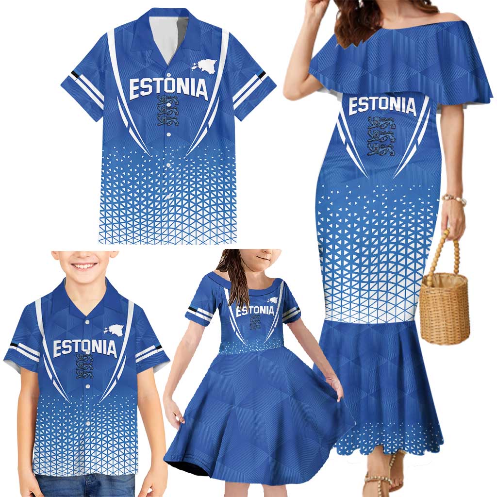 Custom Estonia Football Family Matching Mermaid Dress and Hawaiian Shirt Come One Kalevipojad
