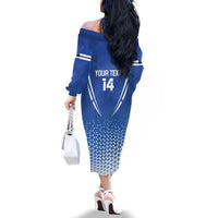 Custom Estonia Football Family Matching Off The Shoulder Long Sleeve Dress and Hawaiian Shirt Come One Kalevipojad