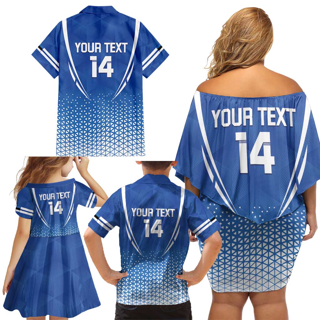 Custom Estonia Football Family Matching Off Shoulder Short Dress and Hawaiian Shirt Come One Kalevipojad