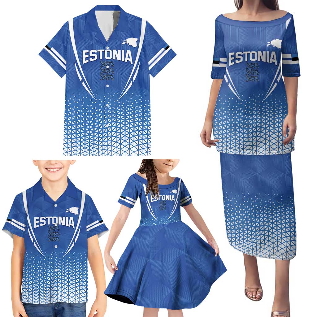 Custom Estonia Football Family Matching Puletasi and Hawaiian Shirt Come One Kalevipojad