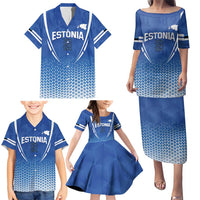 Custom Estonia Football Family Matching Puletasi and Hawaiian Shirt Come One Kalevipojad