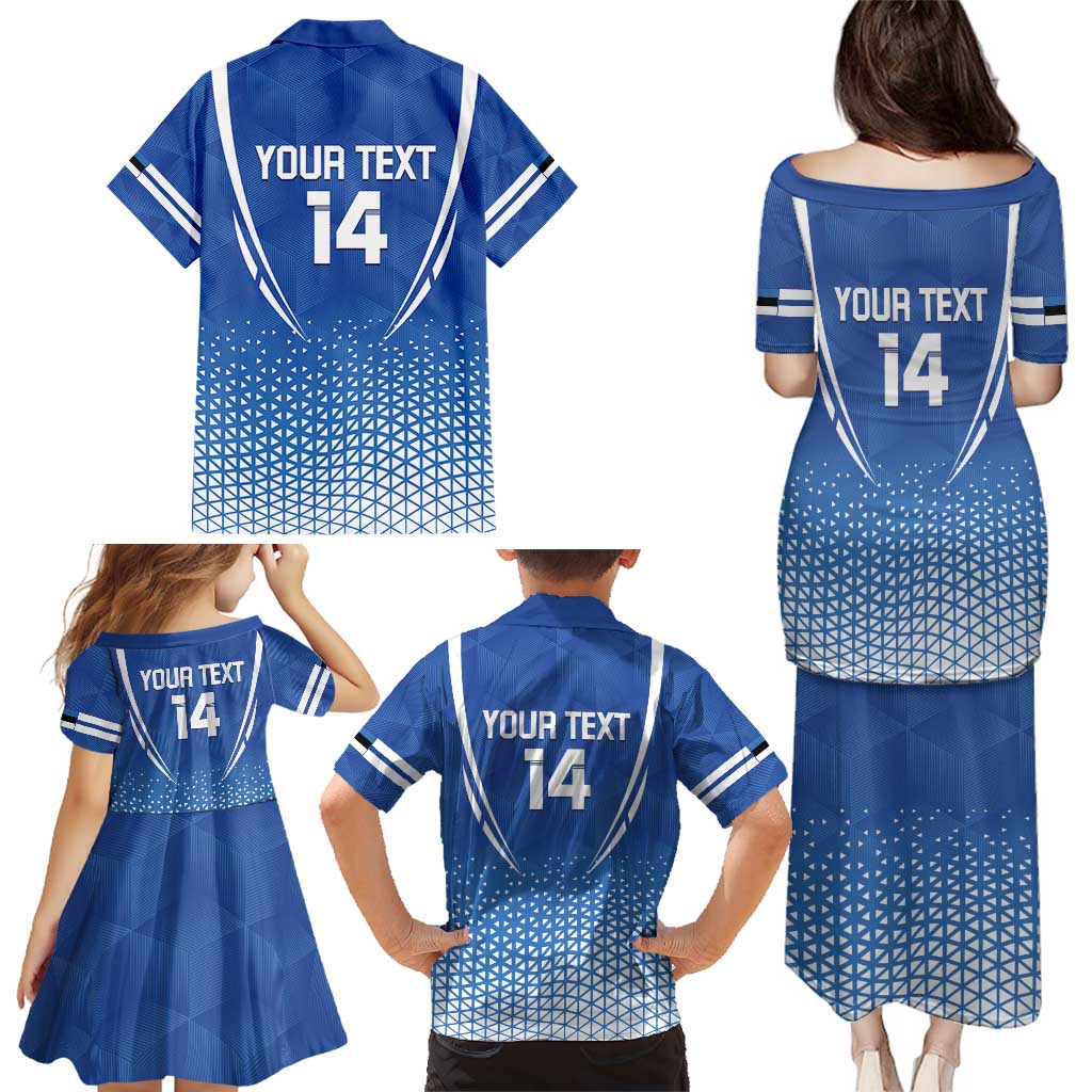 Custom Estonia Football Family Matching Puletasi and Hawaiian Shirt Come One Kalevipojad