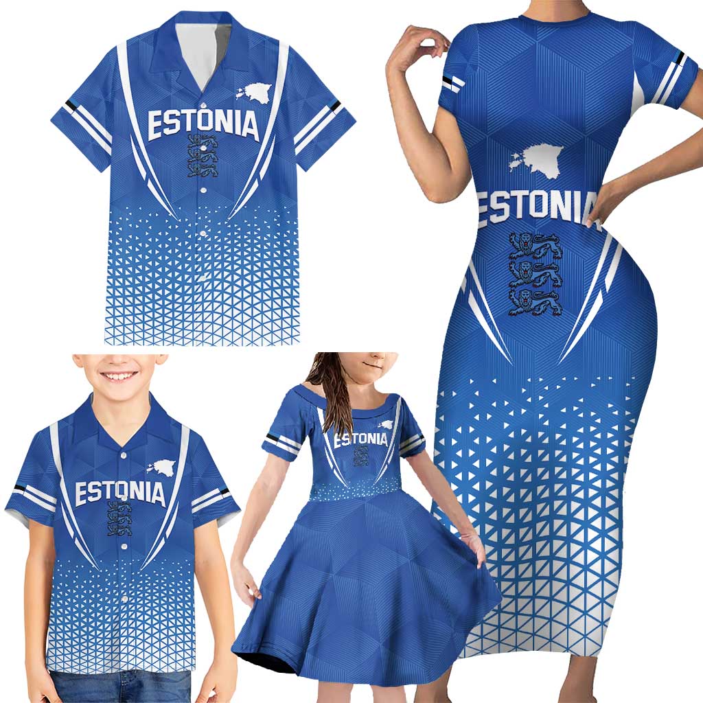 Custom Estonia Football Family Matching Short Sleeve Bodycon Dress and Hawaiian Shirt Come One Kalevipojad