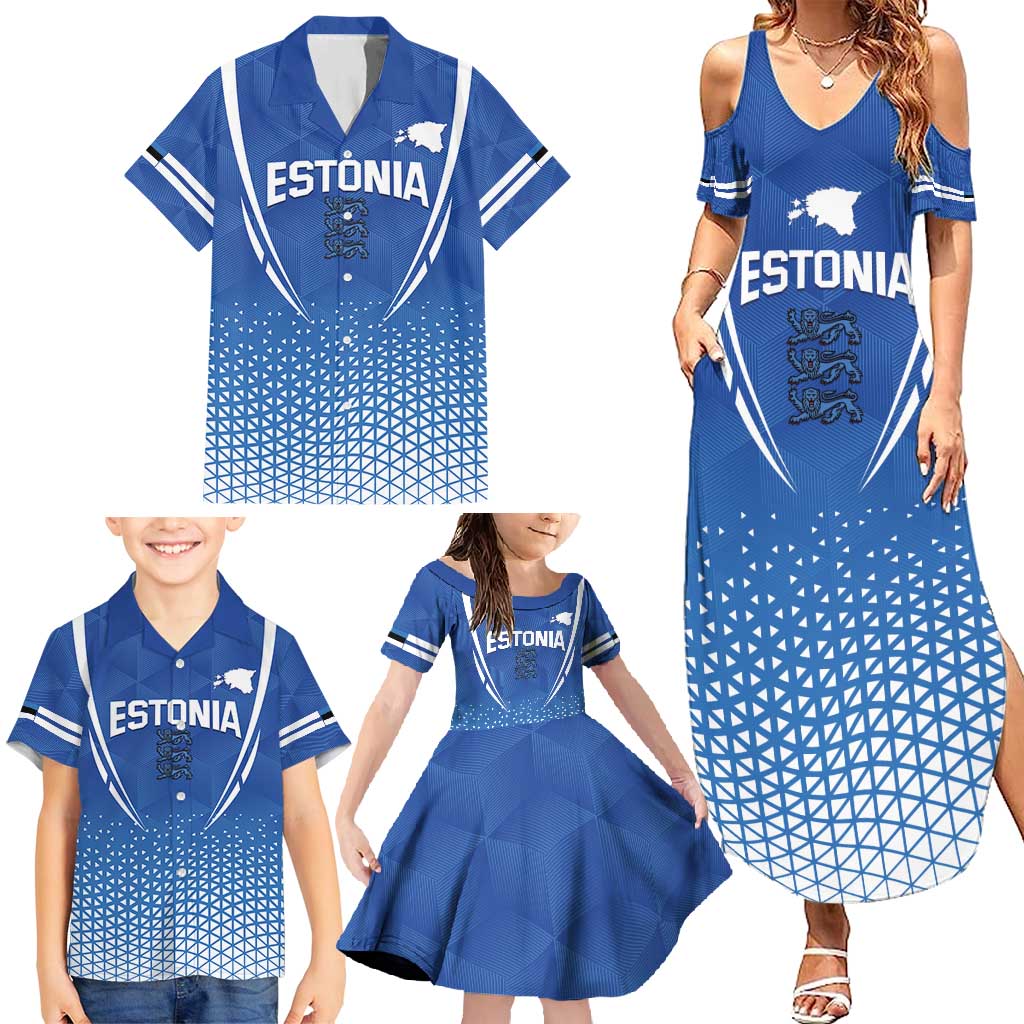 Custom Estonia Football Family Matching Summer Maxi Dress and Hawaiian Shirt Come One Kalevipojad