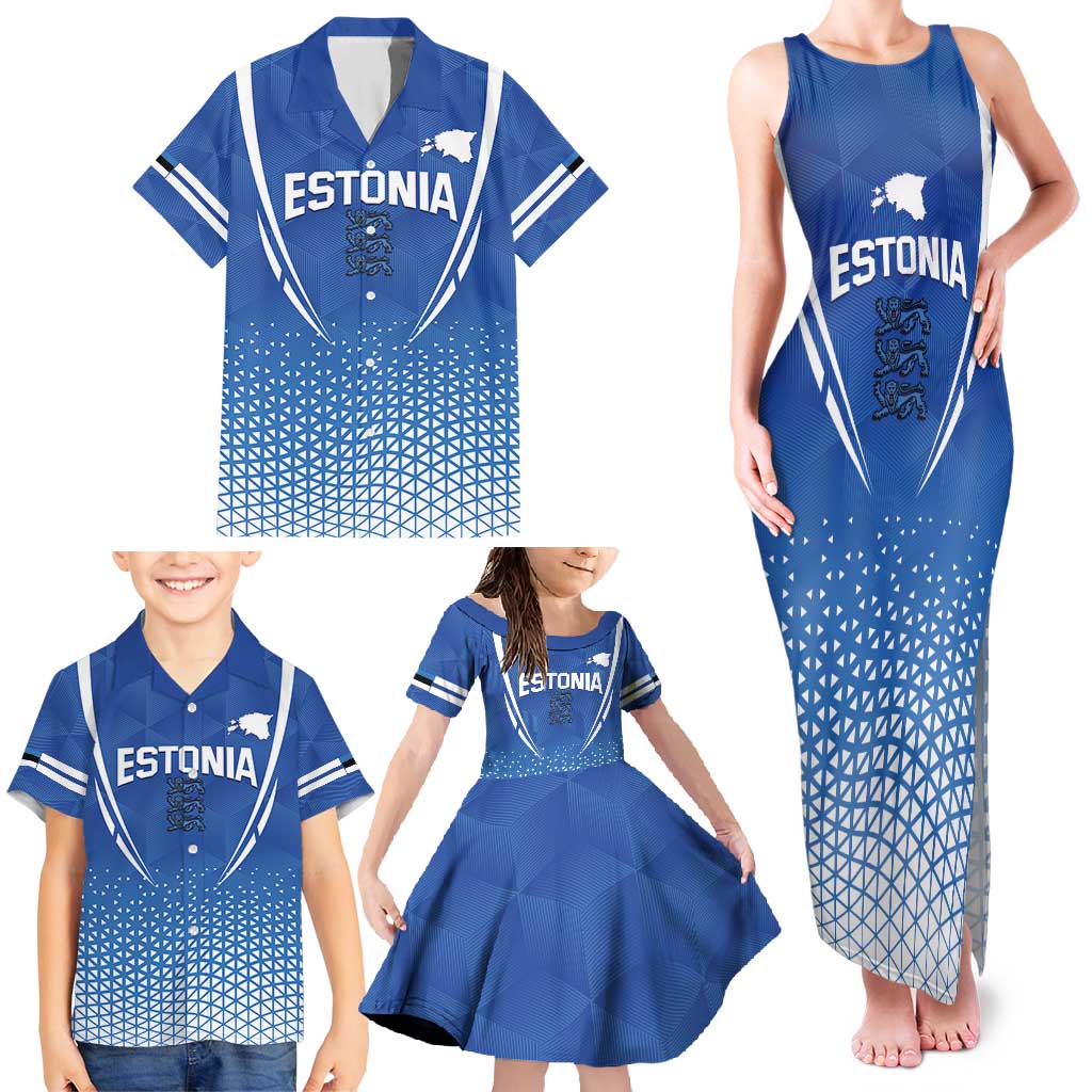 Custom Estonia Football Family Matching Tank Maxi Dress and Hawaiian Shirt Come One Kalevipojad