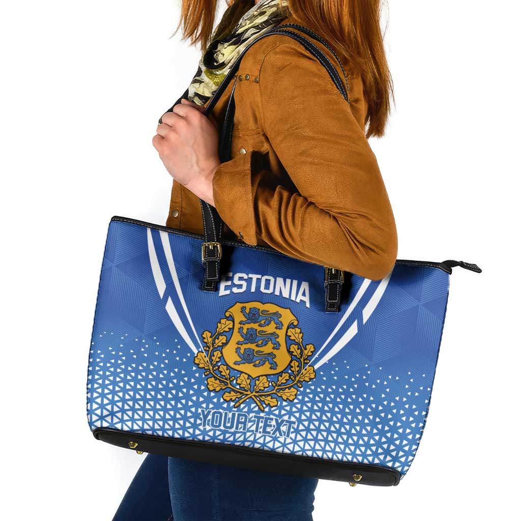 Custom Estonia Football Leather Tote Bag Come One Kalevipojad