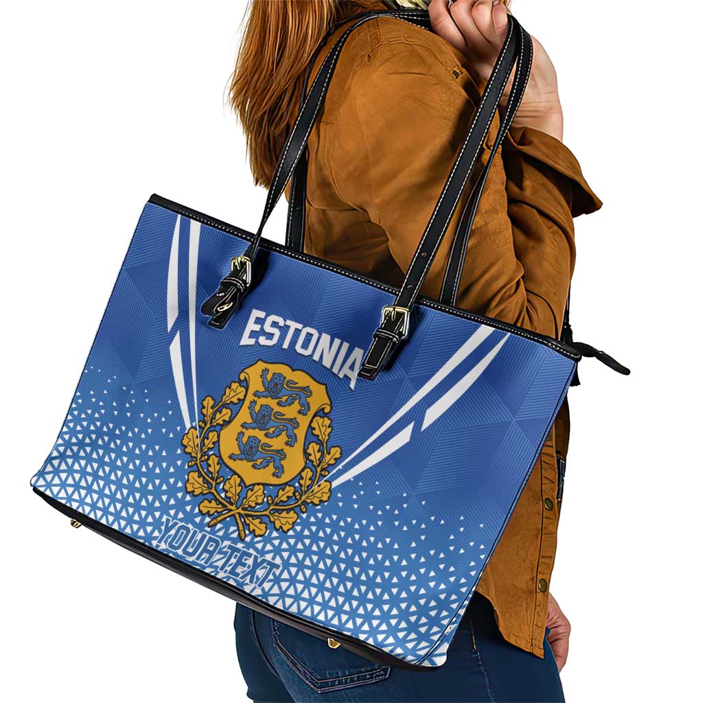 Custom Estonia Football Leather Tote Bag Come One Kalevipojad