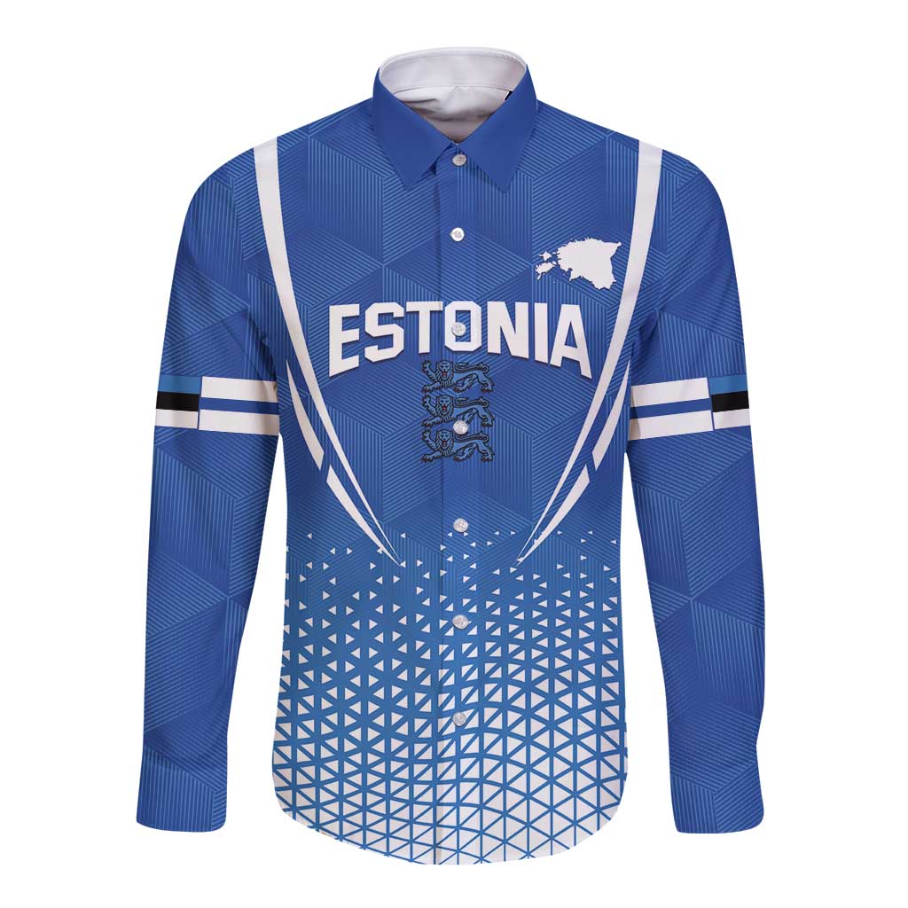 Custom Estonia Football Long Sleeve Button Shirt Come One Kalevipojad