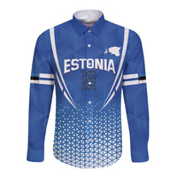 Custom Estonia Football Long Sleeve Button Shirt Come One Kalevipojad