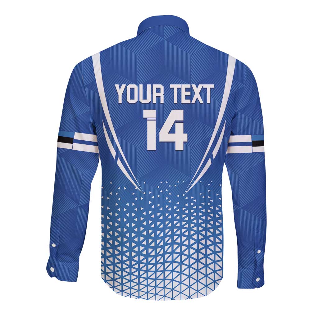 Custom Estonia Football Long Sleeve Button Shirt Come One Kalevipojad