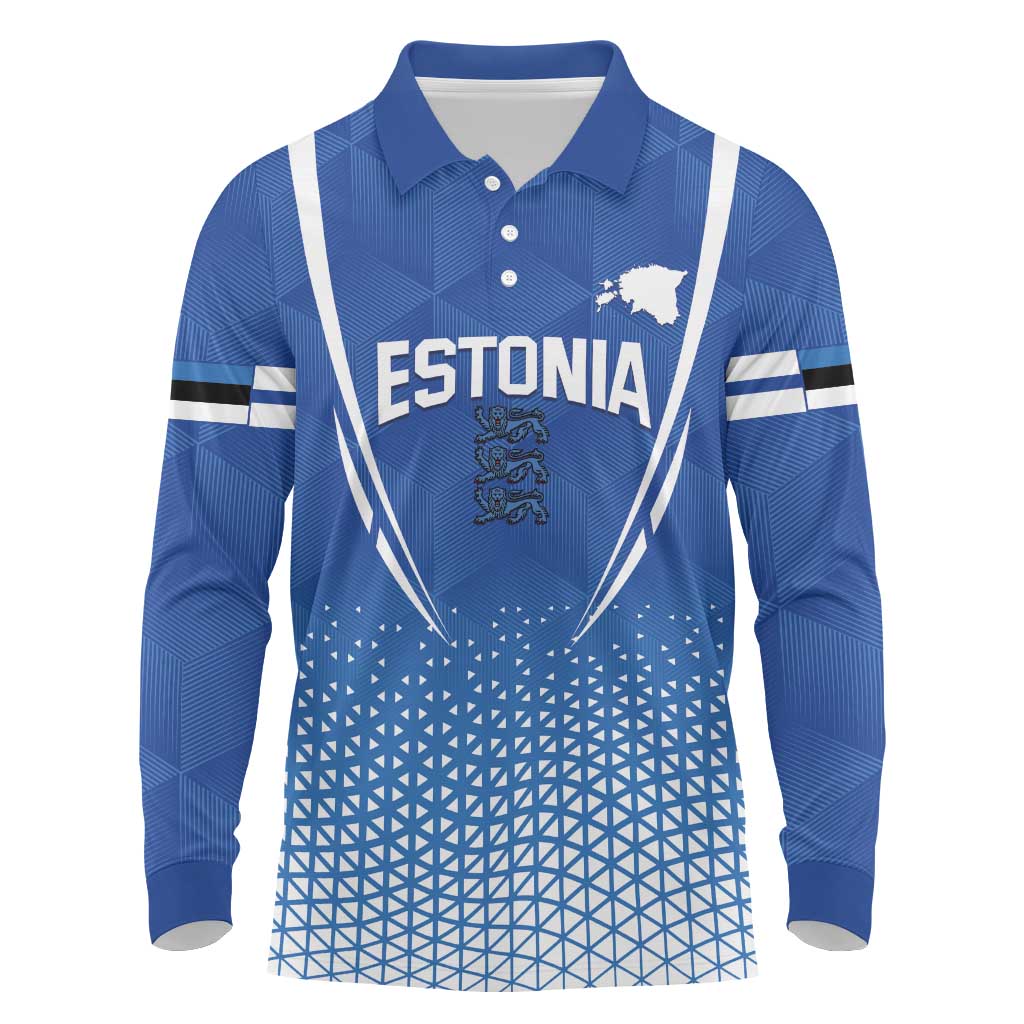 Custom Estonia Football Long Sleeve Polo Shirt Come One Kalevipojad