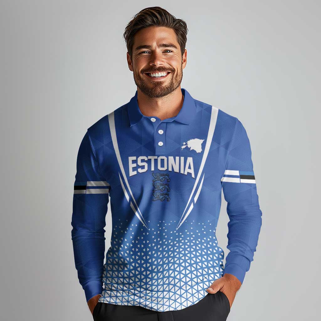 Custom Estonia Football Long Sleeve Polo Shirt Come One Kalevipojad